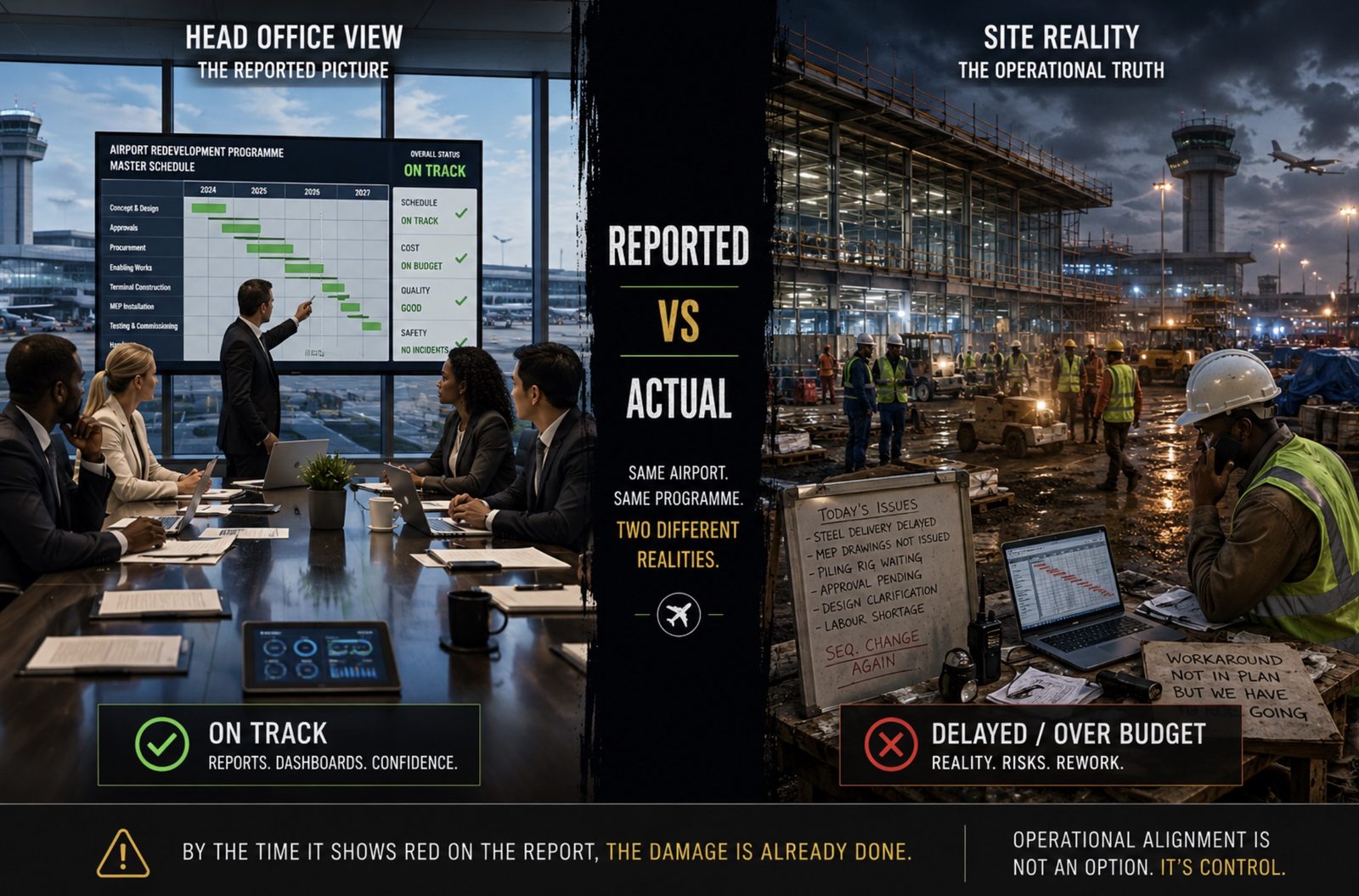 Head office reported view versus site reality