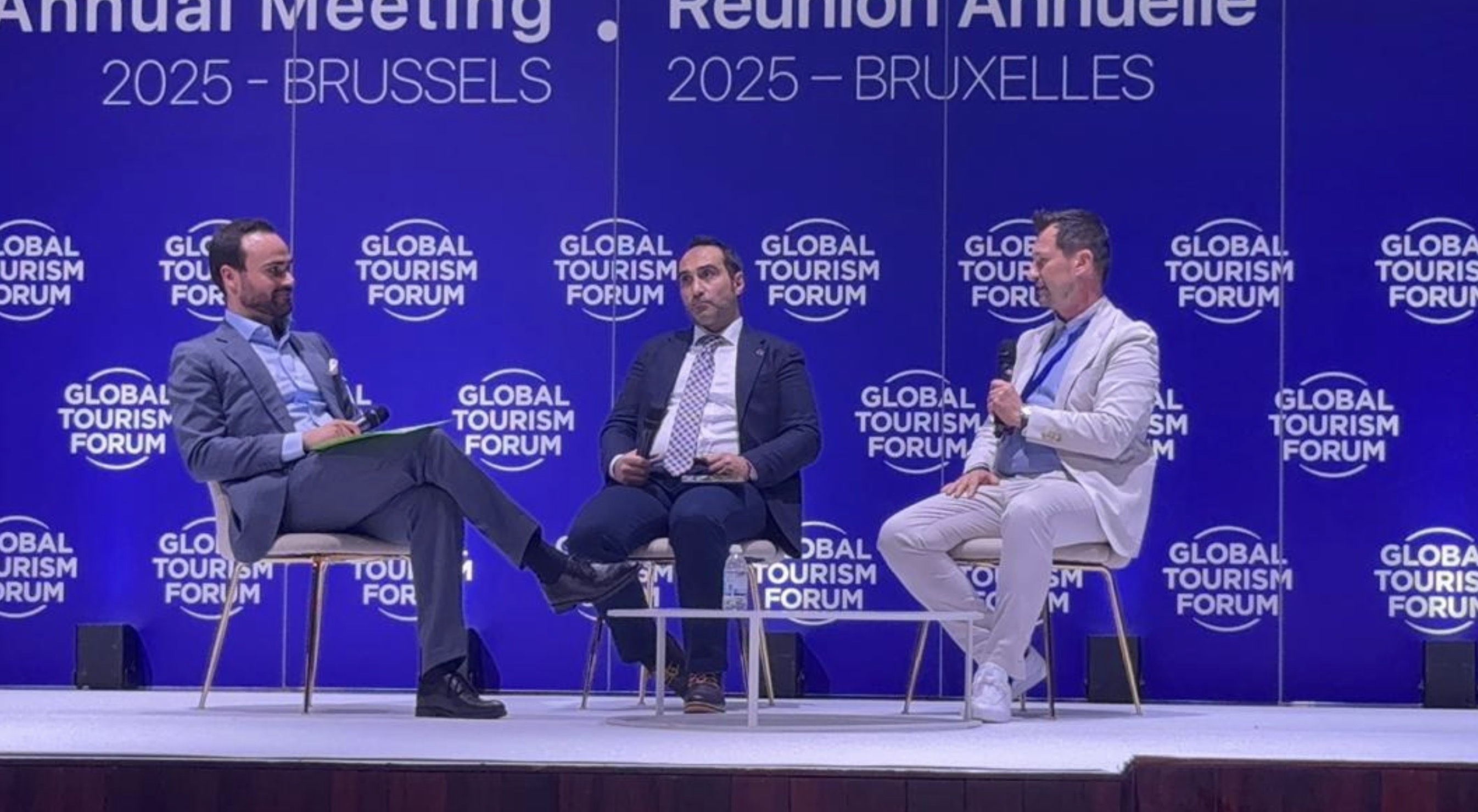 Serguei Poppeleer speaking at the Global Tourism Forum, Brussels 2025